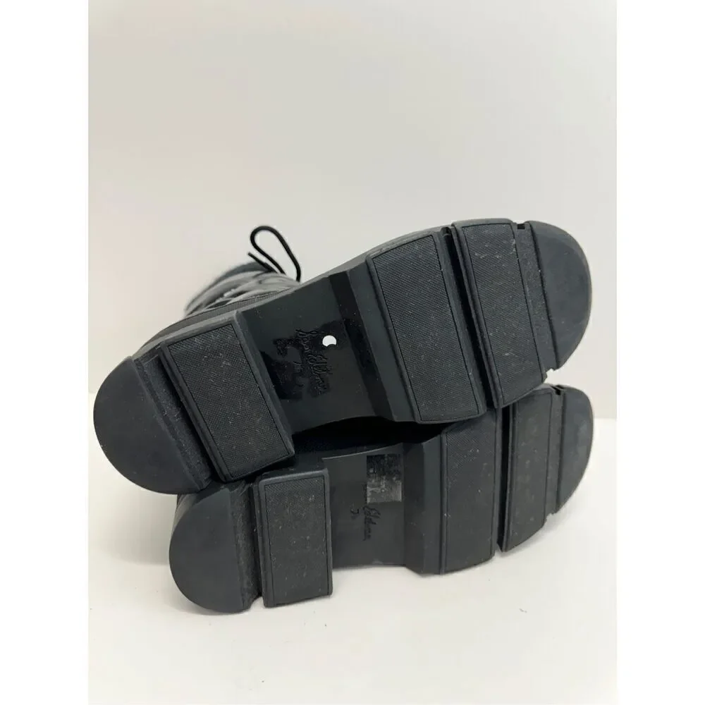 Sam Edelman Boots‎ Size 7.5 Black Lug Sole Tabitha Lace Up Round Toe Winter Boot